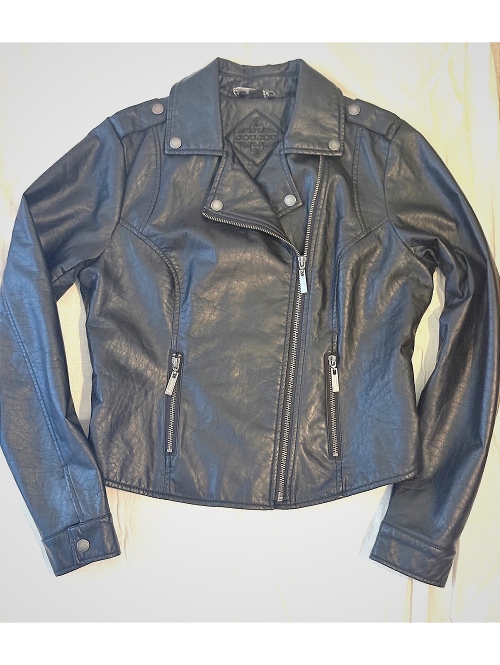 JouJou Black Faux Leather Moto Jacket Medium